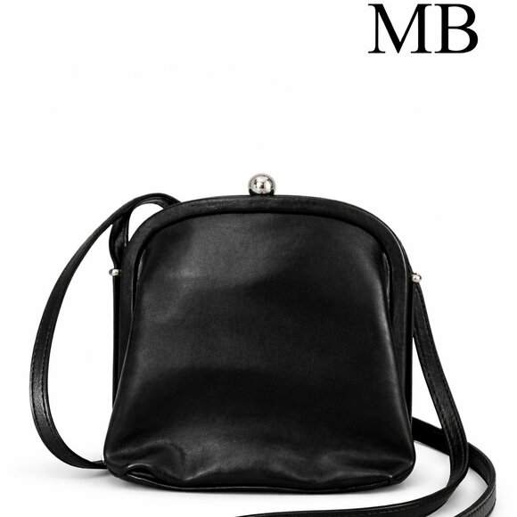 MB Handbags - MB Vintage Style Black Crossbody Bag Kiss Lock Clasp Mini Purse